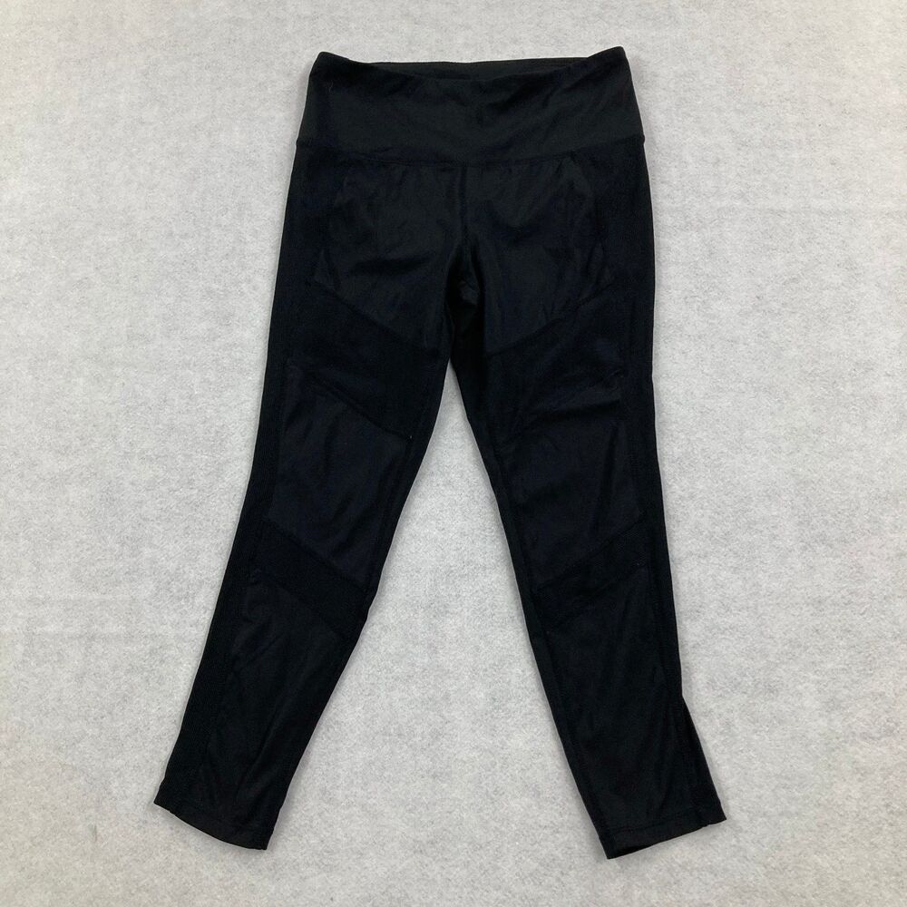 Tangerine Women's Black Activewear Capri Leggings Mesh Panels Size Medium M